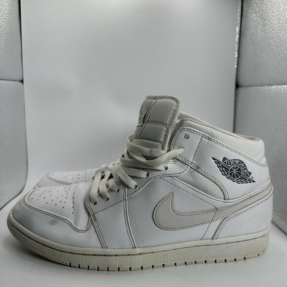 Nike Air Jordan Shoes‎ Mens Size 11.5 Triple White Mid High Sneakers Basketball main image 5